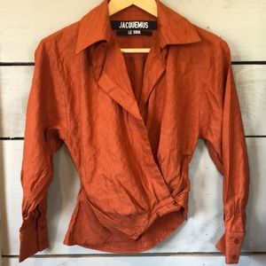 Jacquemus Le Souk Burnt Orange Linen Cotton Blouse size 36